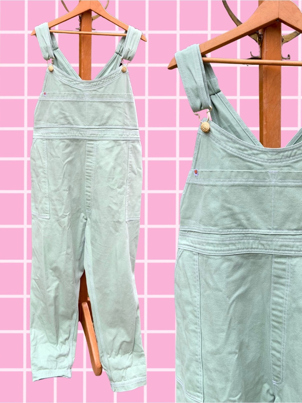 Big Bud Press Mint Green Women's Cotton Denim Overalls - Size 1XL